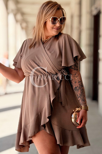 Kleid GILDA – Wickelausschnitt & Taillenband, Fango