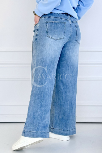 ZULE Jeans mit Gummibund & weitem Bein – hell & bequem