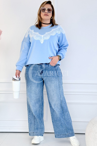 ZULE Jeans mit Gummibund & weitem Bein – hell & bequem