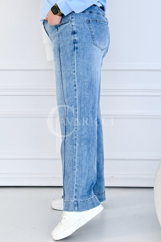 ZULE Jeans mit Gummibund & weitem Bein – hell & bequem