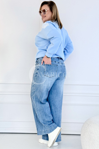 ZULE Jeans mit Gummibund & weitem Bein – hell & bequem