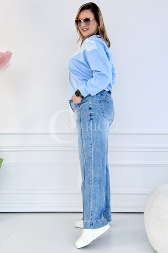 ZULE Jeans mit Gummibund & weitem Bein – hell & bequem