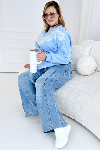 ZULE Jeans mit Gummibund & weitem Bein – hell & bequem