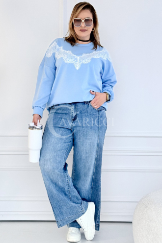 ZULE Jeans mit Gummibund & weitem Bein – hell & bequem