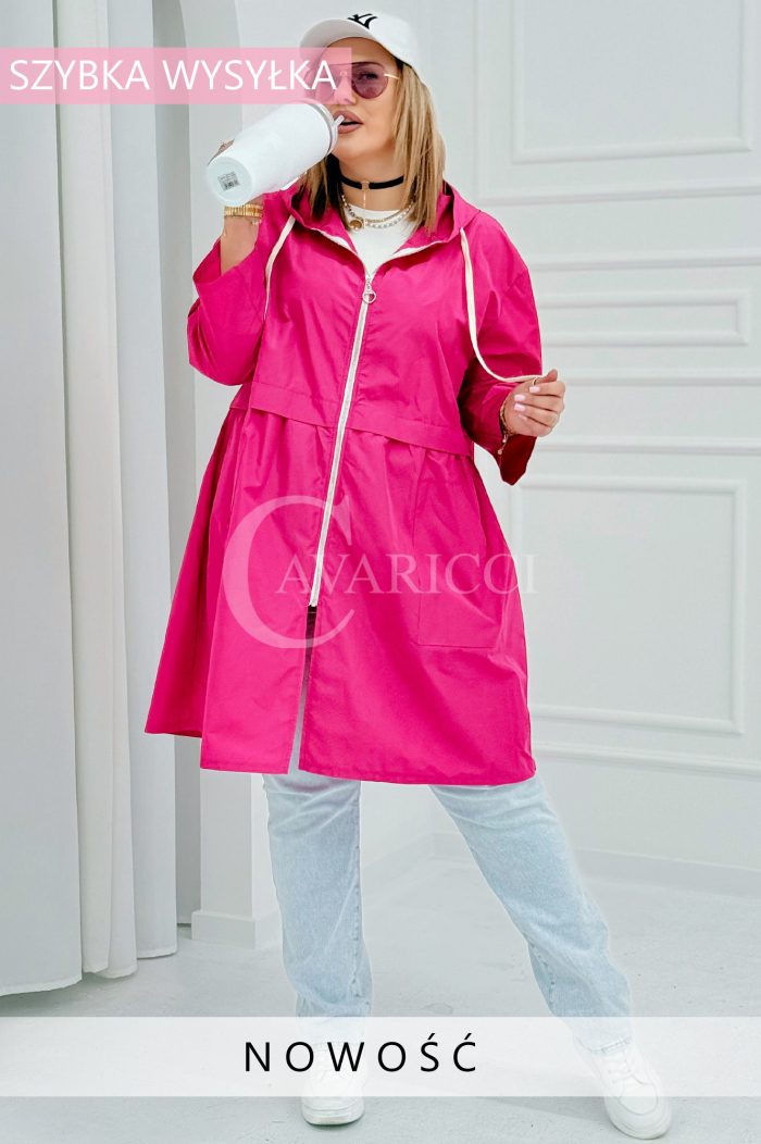ALMIRA Frühlingsjacke mit Kapuze & Cape in Fuchsia