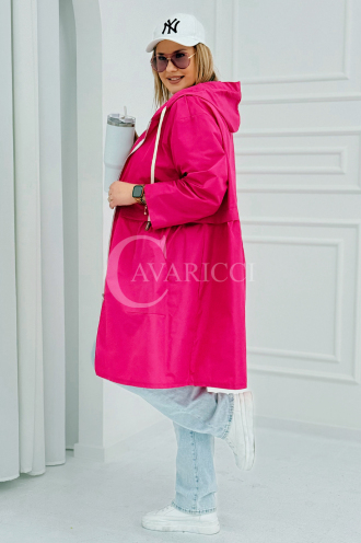 ALMIRA Frühlingsjacke mit Kapuze & Cape in Fuchsia
