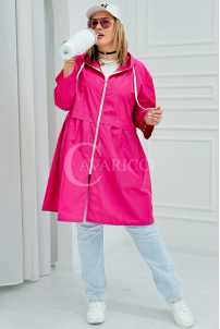 ALMIRA Frühlingsjacke mit Kapuze & Cape in Fuchsia
