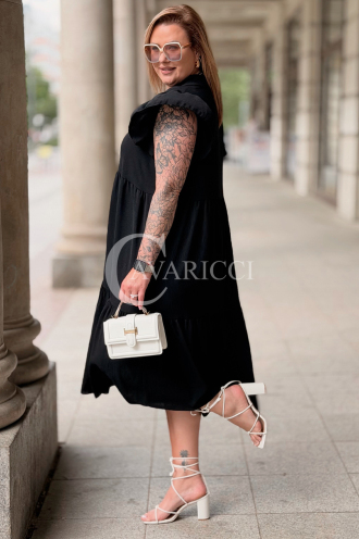 Sommer-Hemdblusenkleid DOROTEA – Oversize Schwarz