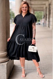 Sommer-Hemdblusenkleid DOROTEA – Oversize Schwarz
