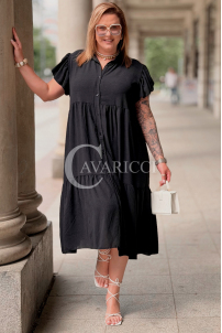 Sommer-Hemdblusenkleid DOROTEA – Oversize Schwarz