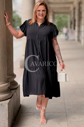 Sommer-Hemdblusenkleid DOROTEA – Oversize Schwarz