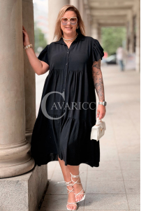 Sommer-Hemdblusenkleid DOROTEA – Oversize Schwarz
