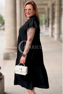 Sommer-Hemdblusenkleid DOROTEA – Oversize Schwarz