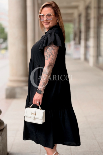 Sommer-Hemdblusenkleid DOROTEA – Oversize Schwarz
