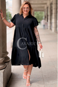 Sommer-Hemdblusenkleid DOROTEA – Oversize Schwarz