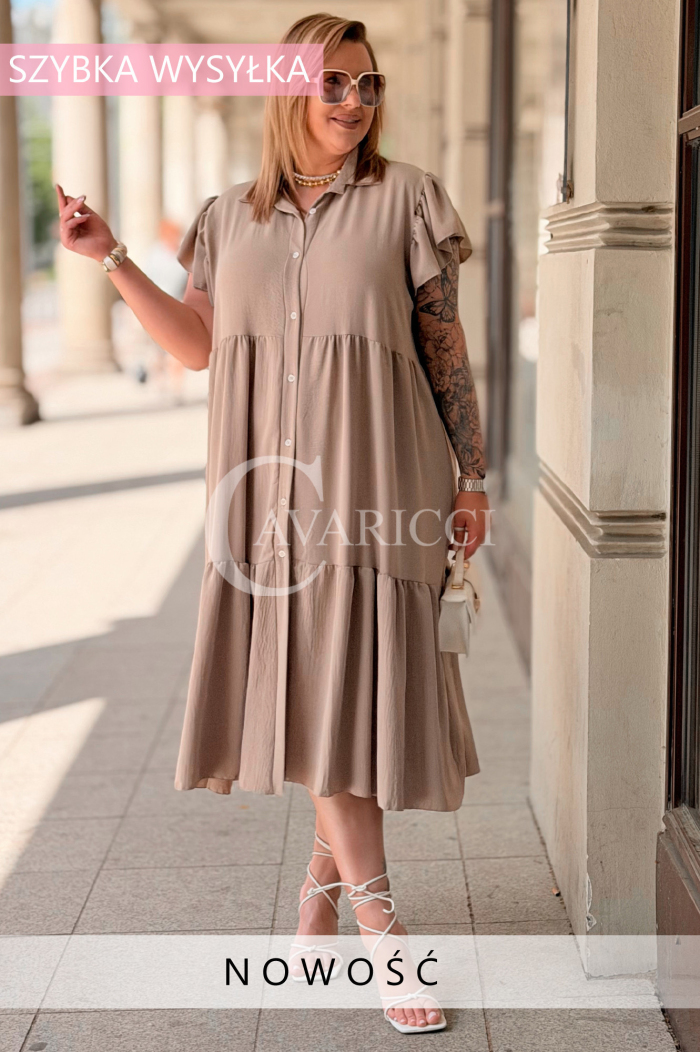 Sommer-Hemdblusenkleid DOROTEA – Oversize zum Knöpfen, Fango