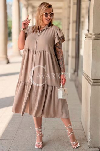 Sommer-Hemdblusenkleid DOROTEA – Oversize zum Knöpfen, Fango