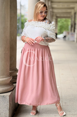 Romantischer Rock ZETA Rosa – Gummibund & Taschen