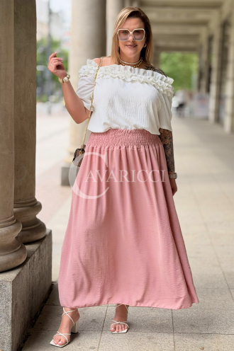 Romantischer Rock ZETA Rosa – Gummibund & Taschen