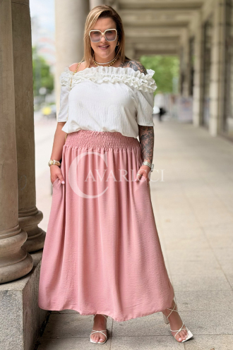 Romantischer Rock ZETA Rosa – Gummibund & Taschen