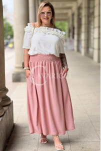 Romantischer Rock ZETA Rosa – Gummibund & Taschen