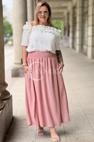 Romantischer Rock ZETA Rosa – Gummibund & Taschen