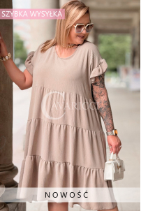 Kleid ANGELICA Oversize V-Ausschnitt Rüschen – Fango Plus Size