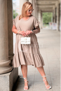 Kleid ANGELICA Oversize V-Ausschnitt Rüschen – Fango Plus Size