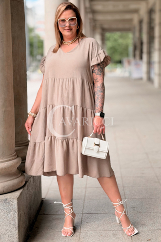 Kleid ANGELICA Oversize V-Ausschnitt Rüschen – Fango Plus Size