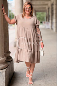 Kleid ANGELICA Oversize V-Ausschnitt Rüschen – Fango Plus Size