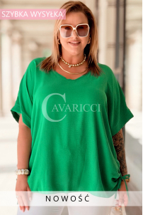 Oversize-Bluse HORTENSIA mit Schnürung – Grün, Plus Size