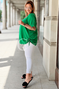 Oversize-Bluse HORTENSIA mit Schnürung – Grün, Plus Size
