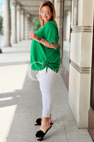 Oversize-Bluse HORTENSIA mit Schnürung – Grün, Plus Size