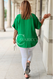 Oversize-Bluse HORTENSIA mit Schnürung – Grün, Plus Size