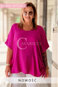 Oversize-Bluse HORTENSIA mit Schnürung in Fuchsia – Plus Size