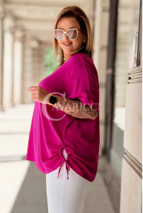 Oversize-Bluse HORTENSIA mit Schnürung in Fuchsia – Plus Size