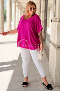 Oversize-Bluse HORTENSIA mit Schnürung in Fuchsia – Plus Size