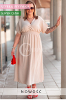 ISAIA - Langes, leichtes, fließendes Kleid mit zusätzlicher Bindung am Rücken in Beige