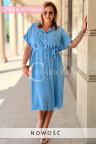 Neu! Hemdkleid HADRIANA – Klassisches Shirtwaist-Kleid mit Gürtel Farbe Blau