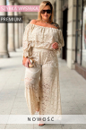 Spitzen-Set WANESSA – Atemberaubendes Outfit für besondere Anlässe, leichte Form und mit Gummiband geraffter Taille, Farbe Beige