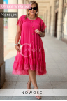 Premiumkleid WINETTA – Spitzenärmel, Goldene Knöpfe und Mehrlagiger Rock mit Wow-Effekt Farbe Rosa