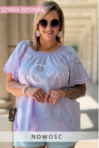 Bluse Dalila Lila – Lochstickerei & Raffung