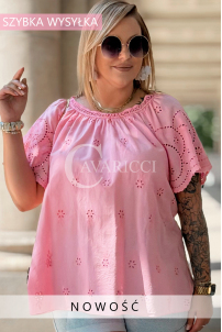 Bluse Dalila Rosa – Ajour-Stickerei & feminine Silhouette