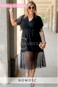 Allegra Kleid – Tüll-Midi mit Punkten & V-Ausschnitt