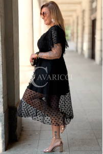 Allegra Kleid – Tüll-Midi mit Punkten & V-Ausschnitt