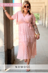 Kleid ALLEGRA – Tüll-Midi mit Tupfen, Wickelausschnitt und Taillenbindung Farbe Rosa