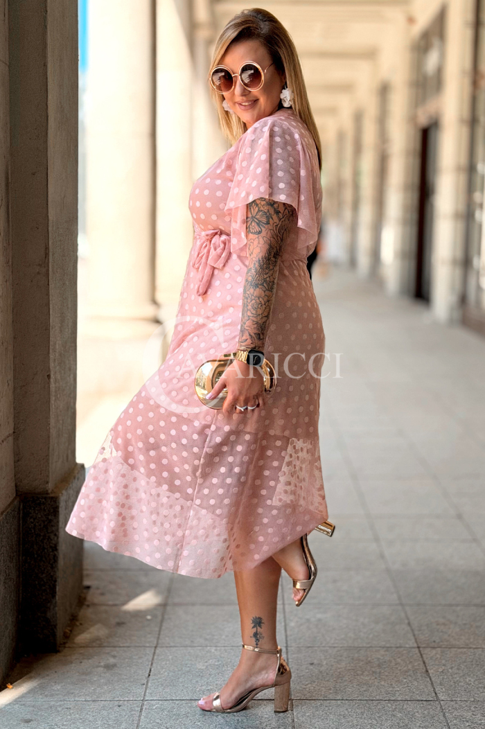 Kleid Allegra – Tüll-Midi mit Tupfen in Rosa