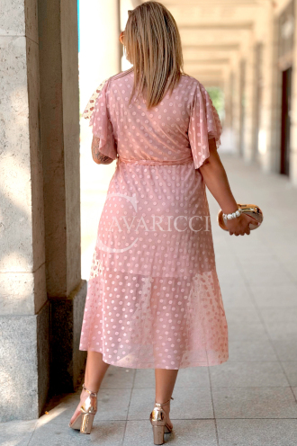 Kleid Allegra – Tüll-Midi mit Tupfen in Rosa