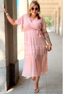 Kleid Allegra – Tüll-Midi mit Tupfen in Rosa