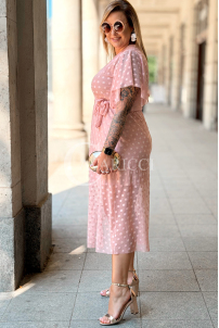 Kleid Allegra – Tüll-Midi mit Tupfen in Rosa